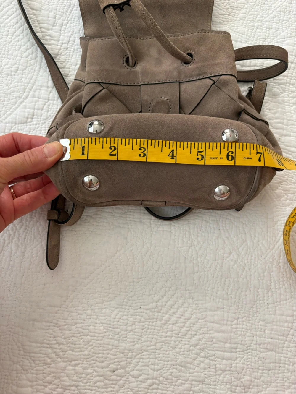Rag and Bone Pilot Mini Backpack Taupe woven suede. Decent shape